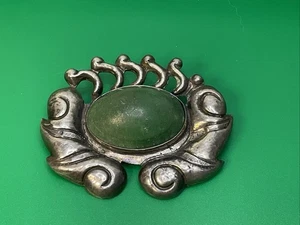 Broche Taxco Vintage Plata de Ley Verde Peruano 3x2"-36 Gramos - Imagen 1 de 7