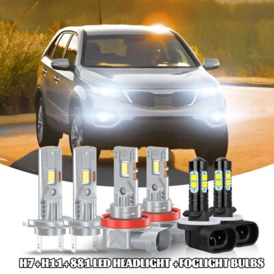 Para For Kia Sorento 2011-2016 6500K Combo LED faro alto bajo + luces antiniebla - Image 1 of 4