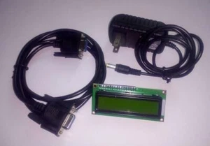 Wyświetlacz LCD, zasilacz sieciowy i kabel krzyżowy RS232 do zestawu mikroprocesorowego - Zdjęcie 1 z 2