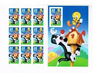 TWEETY BIRD & SYLVESTER STAMP SHEET. TEN 32 CENT US STAMPS SCOTT #3204 MNH - Picture 1 of 2