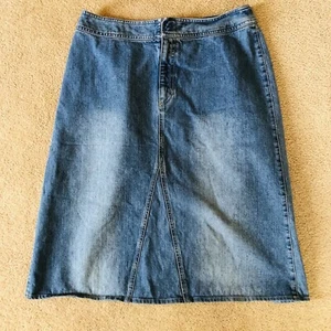 Gonna donna 12 Liz Claiborne denim lunghezza ginocchio soffietto davanti dietro - Foto 1 di 5