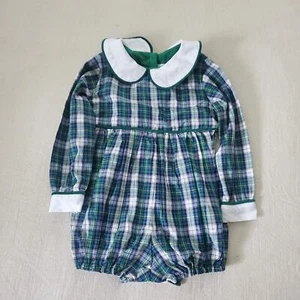 Mint Magnolia plaid romper Peter Pan collar 18 months - Picture 1 of 5