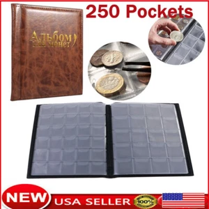 250 Pocket Coin Collection Book Penny Album Money Holder For Coin Storage - Picture 1 of 13