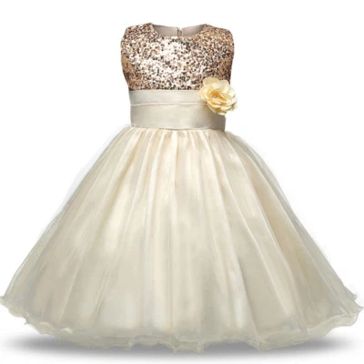 Paillette Girls Princess Dress Party Wedding Pageant Formal Lace Tutu Dresses - Image 1 of 4