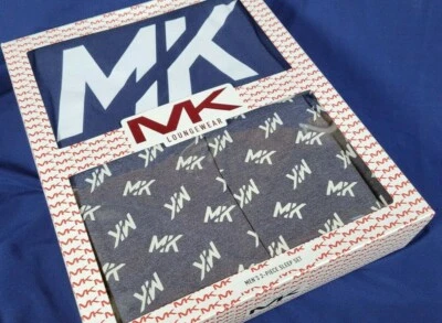 迈克高仕2件套睡眠套装中号海军蓝标志上衣和底部睡衣休闲服 — 第 1/4 张图片