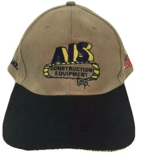 Baseball Cap Khaki Blue Adjustable Strapback AIS Construction Trucker Hat - Picture 1 of 12