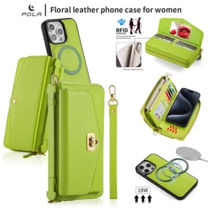 Zipper PU Leather Wallet Purse Bag Case For iPhone 14 15 Pro Max 13 12 11 XR XS - Picture 1 of 44