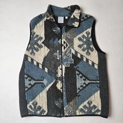 Chaleco polar abstracto azteca vintage M. L. Williams talla pequeña hecho en Oregon Foto 1 de 4