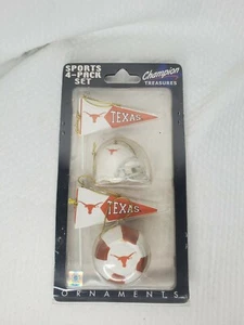 TOTALMENTE NUEVO Texas Longhorns Champion Treasures Sport Paquete de 4 Adornos de Navidad - Imagen 1 de 3