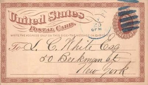 USA SCOTT UX3 POSTAL CARD KELLOGG NEWSPAPER CHICAGO NEW YORK FANCY CANCEL 1870s - Picture 1 of 1