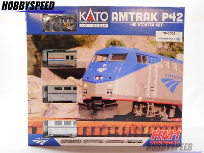 KATO HO SCALE AMTRAK P42 STARTER SET MIDNIGHT BLUE #100 passenger KAT30-3002 NEW - Image 1 of 4