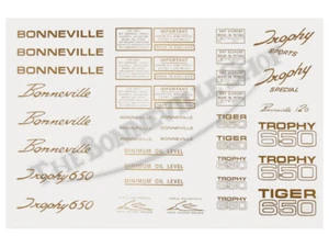 Triumph 650 Comprehensive Wet and Slide Decal Sheet PN# TBS-9099 - Picture 1 of 1