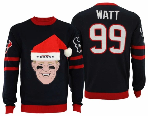 FOCO NFL Men's Houston Texans JJ Watt #99 Ugly Face Sweater Cover