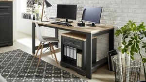 Schreibtisch 21 Bürotisch Computertisch Jasmin Artisan Eiche graphit grau 160x80 - Bild 1 von 9