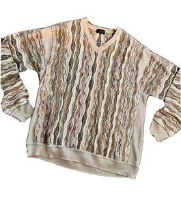 Montecharo By Lorenzoni Men Sz XLT Vtg Italy 90's Coogi Style Crewneck Sweater - Picture 1 of 9