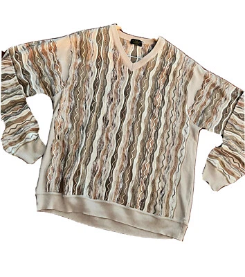 Montecharo By Lorenzoni Men Sz XLT  Vtg Italy 90's Coogi Style Crewneck Sweater - Image 1 of 4