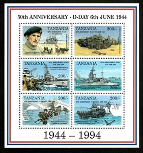 Tanzania 1995 - D-Day, Normandy WWII - Sheet of 6 Stamps - Scott #1274 - MNH - Picture 1 of 1