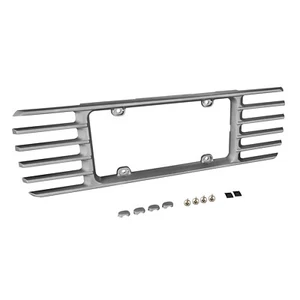 Marco de matrícula plateado con persianas de máquina con herrajes para Corvette Z06 C5 2004 - Imagen 1 de 1
