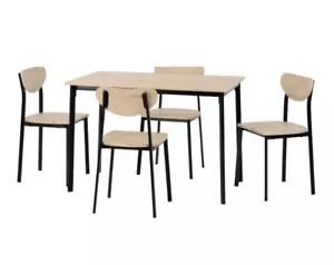 Riley Large Dining Set Table with 4 Chairs Black & Light Oak Effect Veneer - Picture 1 of 7