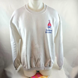 Sherwin Williams Sweatshirt Mens XL White Paint Splattered Crew Neck Work GIldan - Picture 1 of 10
