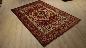 7x10 CAUCASIAN KAZAK GEOMETRIC VEGETABLE DYE HANDMADE KNOTTED WOOL RUG 582114 - Picture 1 of 7
