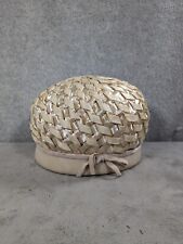Vintage Bowler Hat Beige Woven Straw Summer Handmade Church With Small Bow