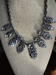 Baublebar Necklace White Rhinestones Flower Design 9 in Clasp Fashion Glamour Vt - Picture 1 of 9
