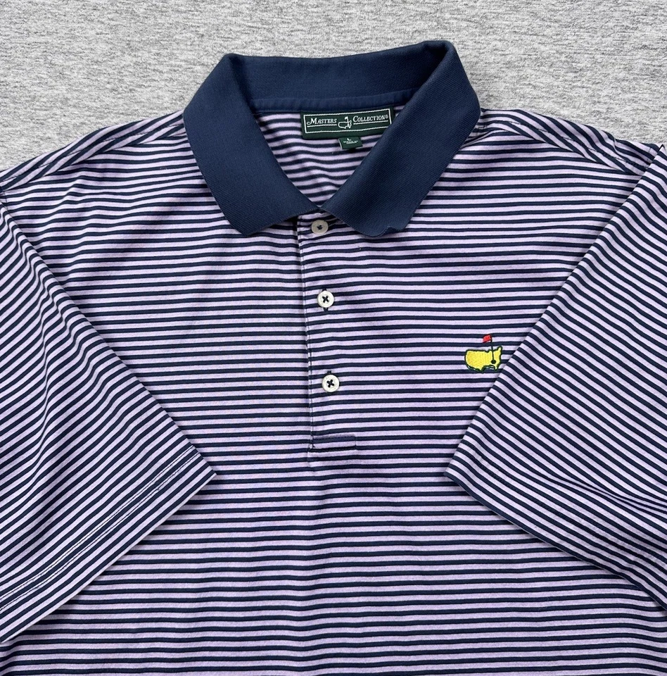 Polo de golf Masters Collection para hombre grande púrpura a rayas Augusta National Foto 1 de 4
