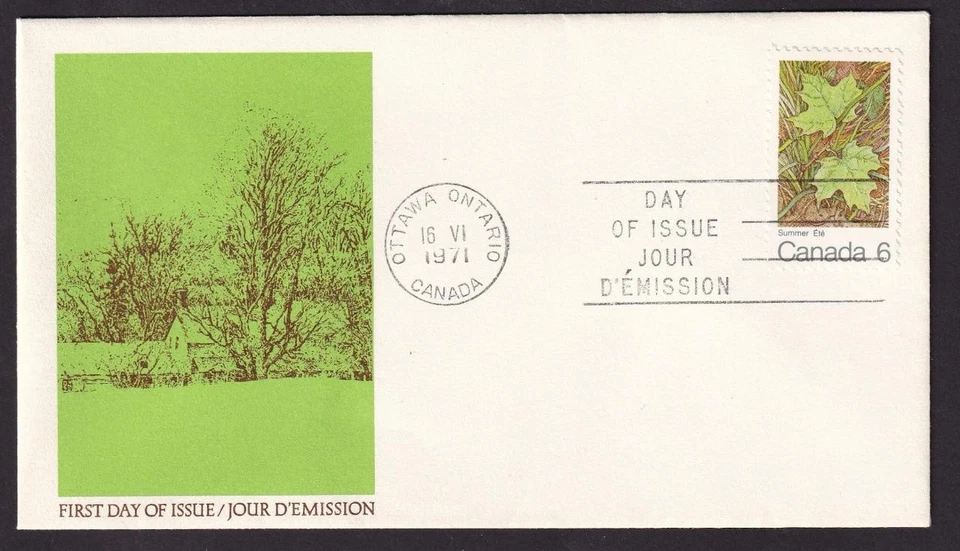 Canada FDC 1971 Maple Leaves in Summer, unaddressed, sc#536 - Image 1 of 1