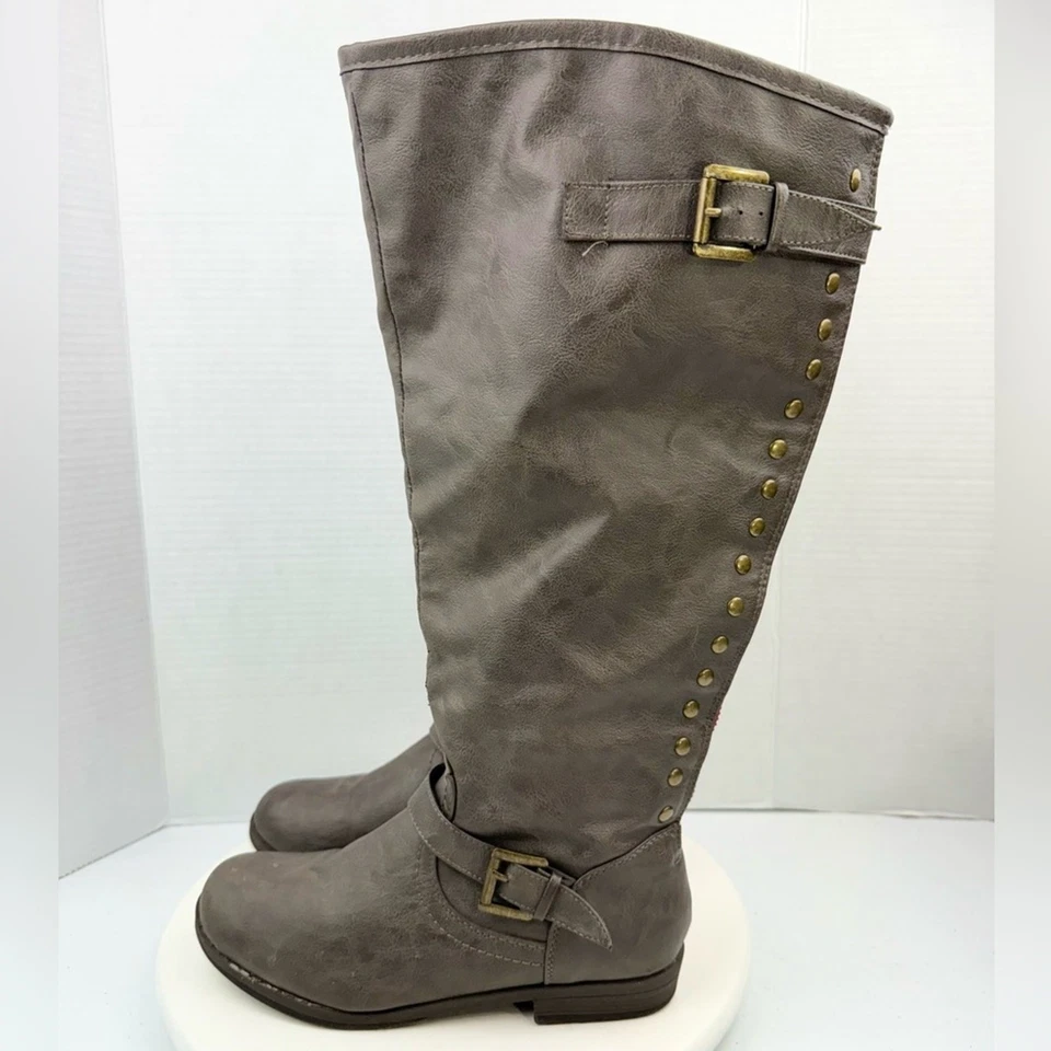 COLECCIÓN JOURNEE Mujer Talla 8.5 Hasta la Rodilla Spokane Taupe Cremallera Botas Marrón Foto 1 de 4