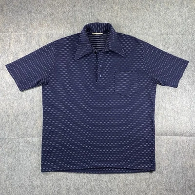 Camisa Jantzen True Vintage Para Hombre Grande Manga Corta Azul Cuello Daga EE. UU. Polka Foto 1 de 4