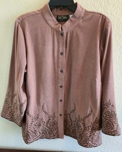 Bob Mackie Wearable Art Front Button Blazer Size L Brown - Picture 1 of 4