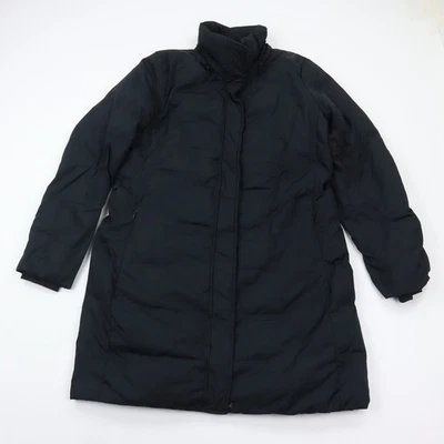 Lands End Long Down Puffer Jacket Coat Womens Large Tall Black Full Zip - Image 1 of 4