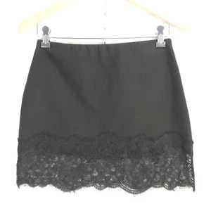 Zara Trafaluc Mini Skirt Black Lace Trim Sheer Sexy Casual Smart Teen Size S - Picture 1 of 7