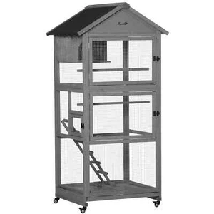 Vogelkäfig Wellensittichkäfig Holz Outdoor Voliere mit Rollen für Kanarienfink - Bild 1 von 11