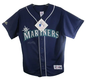 NEW Majestic Ryan Franklin Seattle Mariners Autographed Jersey L Navy - Picture 1 of 4
