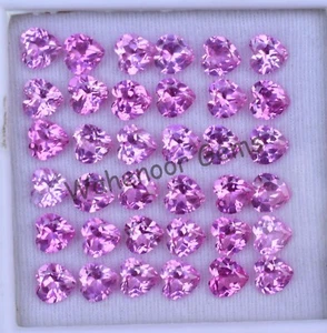 36 Pcs Natural HOT Pink Ruby 6.50 mm Heart CERTIFIED Loose Mogok Gemstone - Picture 1 of 8