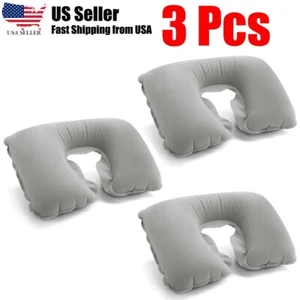 Inflatable Travel Pillow Neck Air Cushion U Rest Compact Plane Spa Car Soft 3Pk - Picture 1 of 5