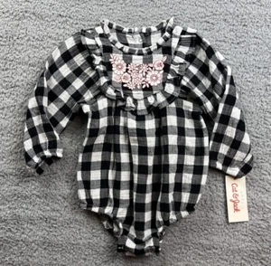 Cat & Jack Baby Toddler Girl 18 Months Long Sleeve Bodysuit Romper Black Check - Picture 1 of 6