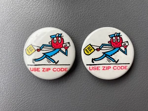 Lot Of 2 Vintage USPS Pinback Button, USE ZIP CODE, United States Postal Service - Picture 1 of 2