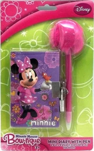 Disney Junior Minnie Mouse Bow-tique MIni Diary Marabou Pen Lock & Key 150 Sheet - Picture 1 of 4