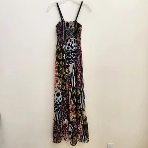 Twenty One Dress Women's S Black Floral Tiered Strappy Boho Summer Maxi Preppy - Picture 1 of 15