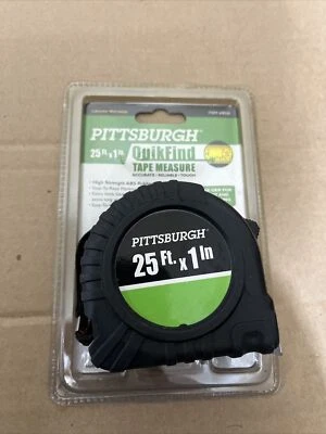 NEW PITTSBURGH 25 FT. X 1 IN. QUICK FIND TAPE MEASURE TOUGH ACCURATE RUBBER CASE - Image 1 of 2