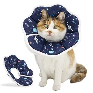 Soft Cat Cone, Adjustable Cat Recovery Collar After Medium / Planet pattern - Picture 1 of 7