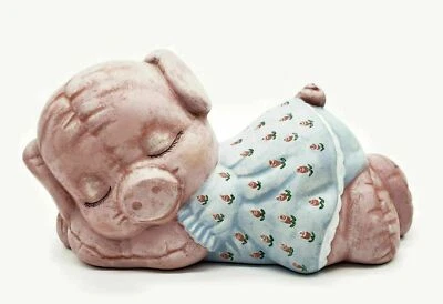 Molde de cerâmica Kimple 1987 vestido de dormir figura animal porco rosa azul - Imagem 1 de 4