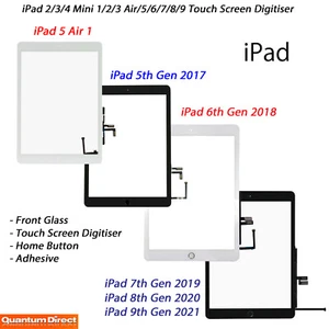 FOR iPad Air 5th 6th 7th 8th 9th 10t Complete Front Glass Digitiser Touch Screen - Picture 1 of 21