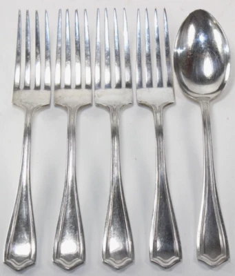 Cuatro horquillas Watrous Governor Bradford de plata de ley de 177,7 g, una cuchara de 6,7" Foto 1 de 4