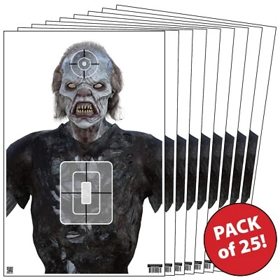 25 Paper Shooting Targets for Gun Range Rifle Handguns 3-D Angry Zombie 12x18 - Image 1 of 2