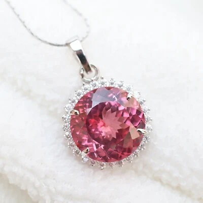 Colgante de zafiro Padparadscha natural de 30 quilates en plata 925 con piedras preciosas certificadas Foto 1 de 4