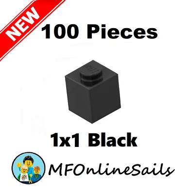 **NEW** 100x Genuine LEGO 1x1 Bricks - Black - Piece # 3005 Bulk - Image 1 of 4